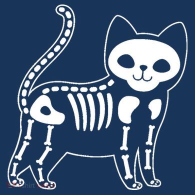 Funny Halloween Skeleton Cat Kitty Costume Skull Cat Women's T-Shirt