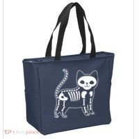 Funny Halloween Skeleton Cat Kitty Costume Skull Cat Tote Bag thumb 2