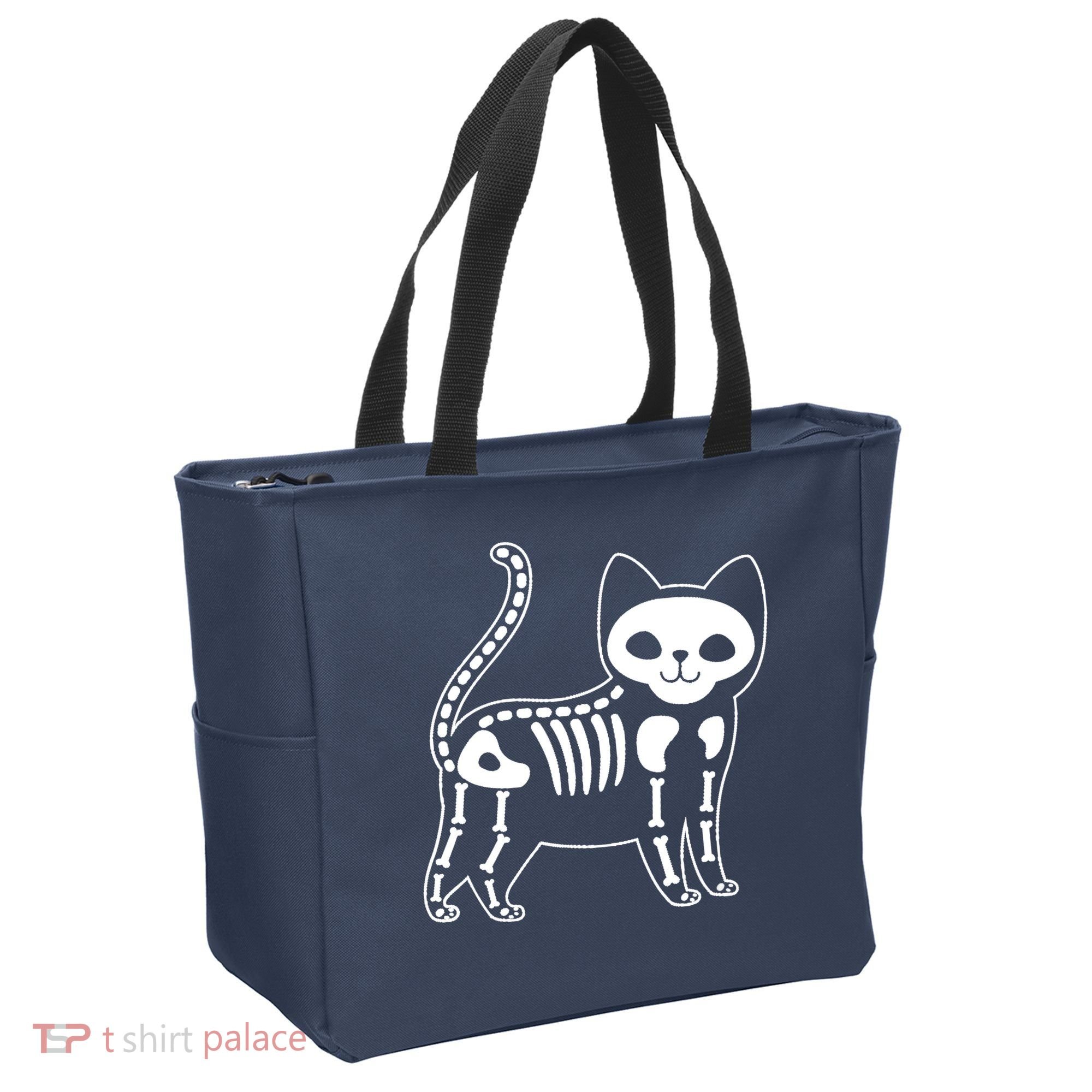 Funny Halloween Skeleton Cat Kitty Costume Skull Cat Tote Bag