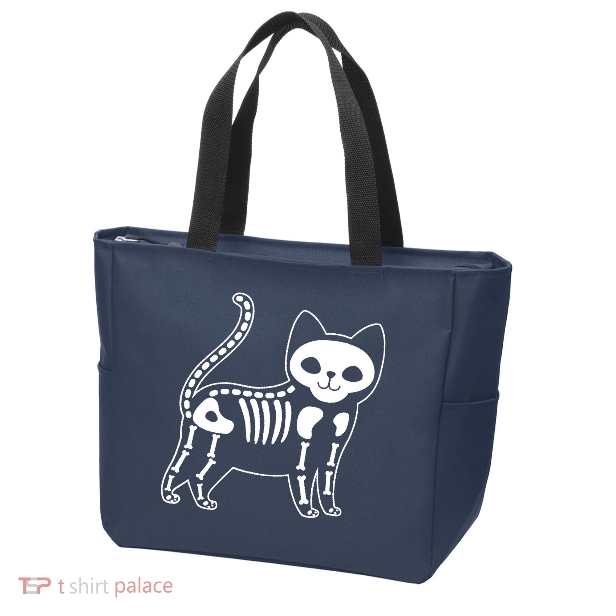 Funny Halloween Skeleton Cat Kitty Costume Skull Cat Tote Bag