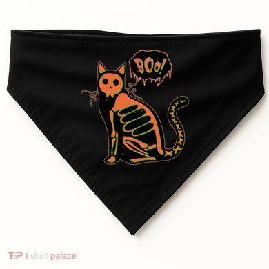 Funny Halloween Skeleton Cat USA-Made Doggie Bandana