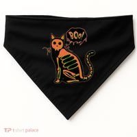 Funny Halloween Skeleton Cat USA-Made Doggie Bandana thumb 0