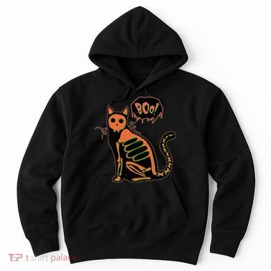 Funny Halloween Skeleton Cat Hoodie