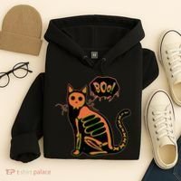 Funny Halloween Skeleton Cat Hoodie thumb 4