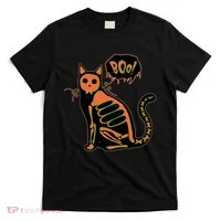 Funny Halloween Skeleton Cat T-Shirt thumb 0