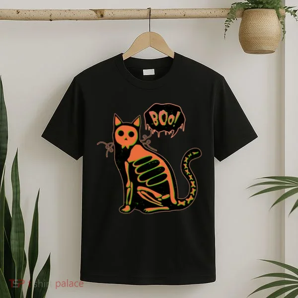 Funny Halloween Skeleton Cat T-Shirt