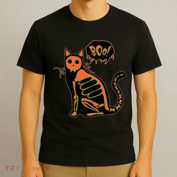 Funny Halloween Skeleton Cat T-Shirt