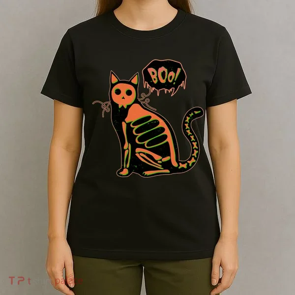 Funny Halloween Skeleton Cat T-Shirt
