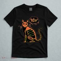 Funny Halloween Skeleton Cat T-Shirt thumb 5