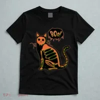 Funny Halloween Skeleton Cat T-Shirt thumb 5