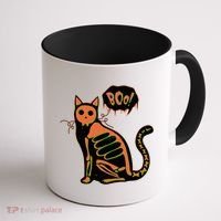 Funny Halloween Skeleton Cat Coffee Mug thumb 1