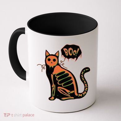 Funny Halloween Skeleton Cat Coffee Mug