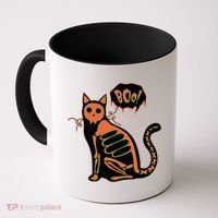 Funny Halloween Skeleton Cat Coffee Mug thumb 0