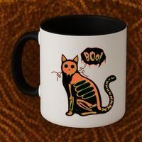 Funny Halloween Skeleton Cat Coffee Mug thumb 2