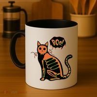 Funny Halloween Skeleton Cat Coffee Mug thumb 4