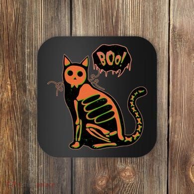 Funny Halloween Skeleton Cat Coaster