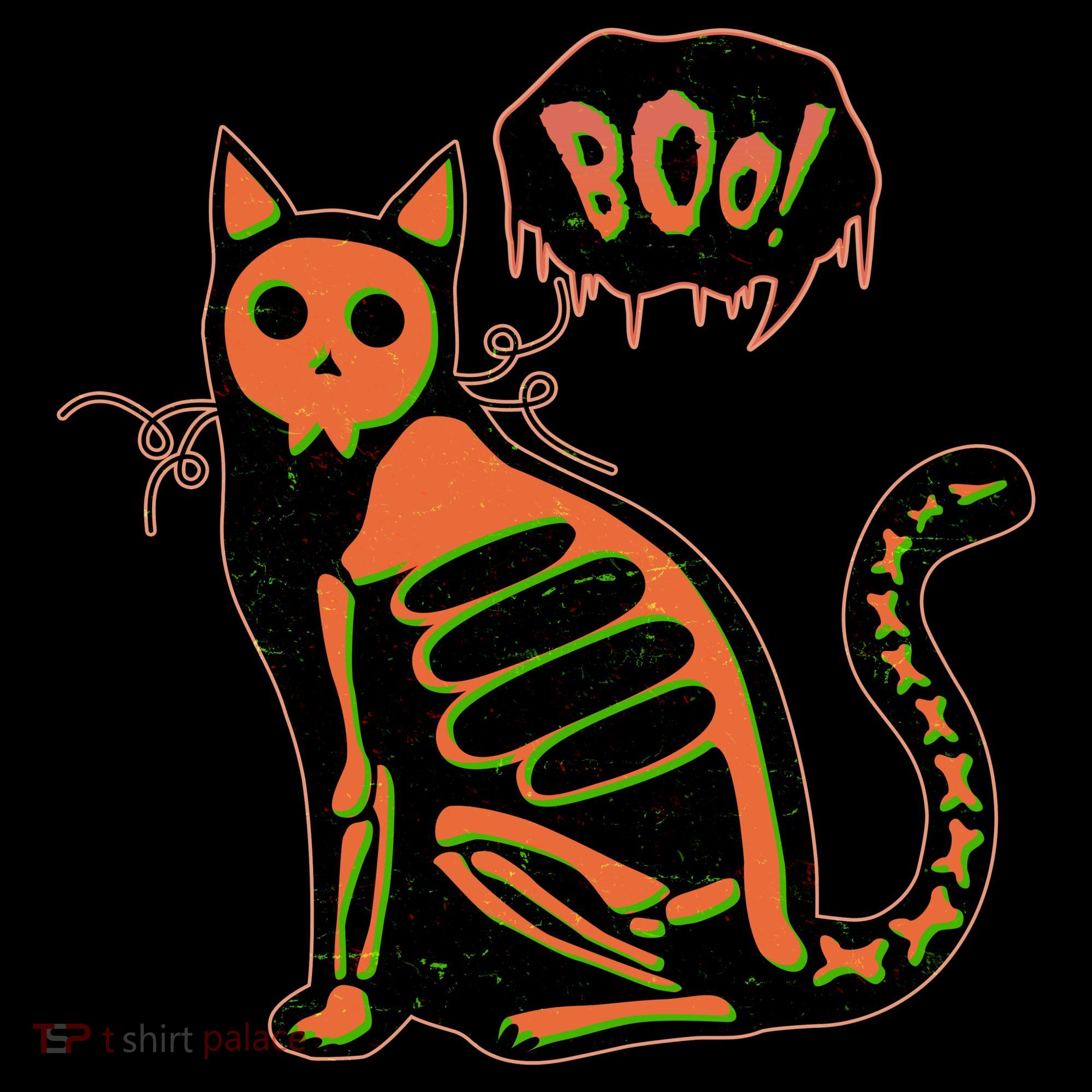 Funny Halloween Skeleton Cat Ornament