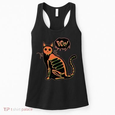 Funny Halloween Skeleton Cat Women's Tank Top