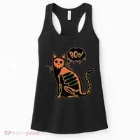 Funny Halloween Skeleton Cat Women's Tank Top thumb 0