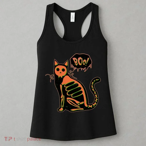 Funny Halloween Skeleton Cat Women's Tank Top