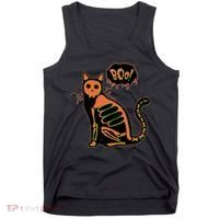 Funny Halloween Skeleton Cat Tank Top thumb 0