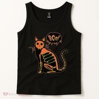 Funny Halloween Skeleton Cat Tank Top thumb 2