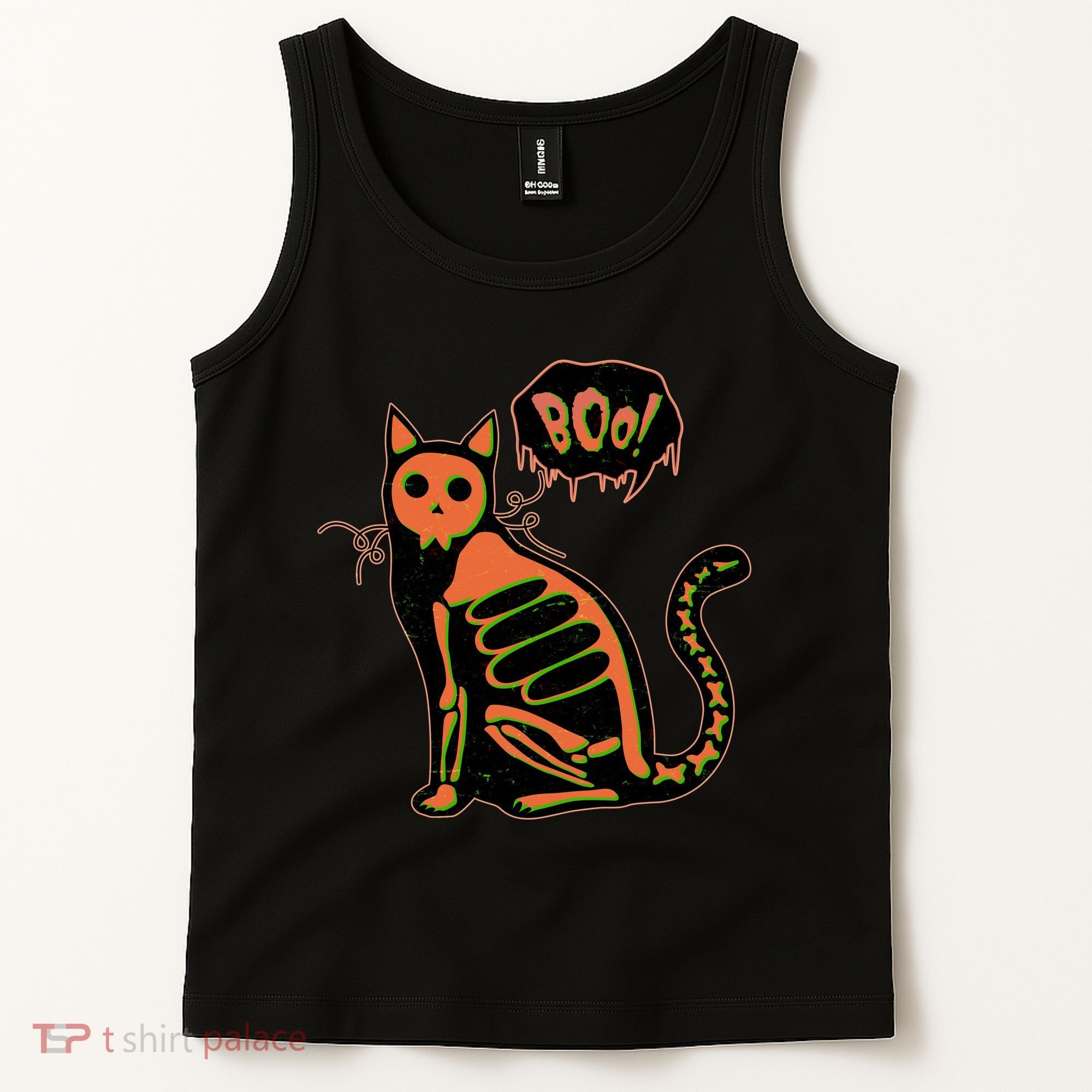 Funny Halloween Skeleton Cat Tank Top