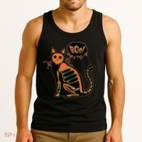 Funny Halloween Skeleton Cat Tank Top thumb 3