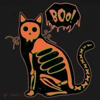 Funny Halloween Skeleton Cat Women's Long Sleeve Shirt thumb 2