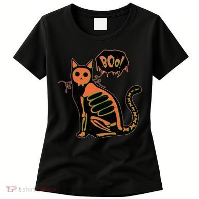 Funny Halloween Skeleton Cat Women's T-Shirt