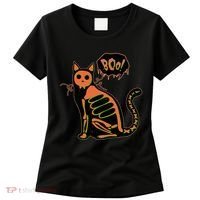 Funny Halloween Skeleton Cat Women's T-Shirt thumb 0