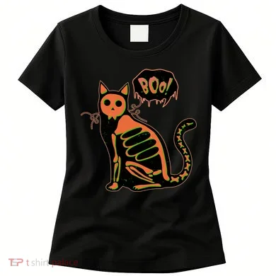 Funny Halloween Skeleton Cat Women's T-Shirt