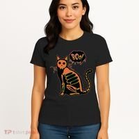 Funny Halloween Skeleton Cat Women's T-Shirt thumb 4