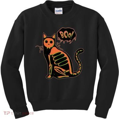 Funny Halloween Skeleton Cat Kids Sweatshirt