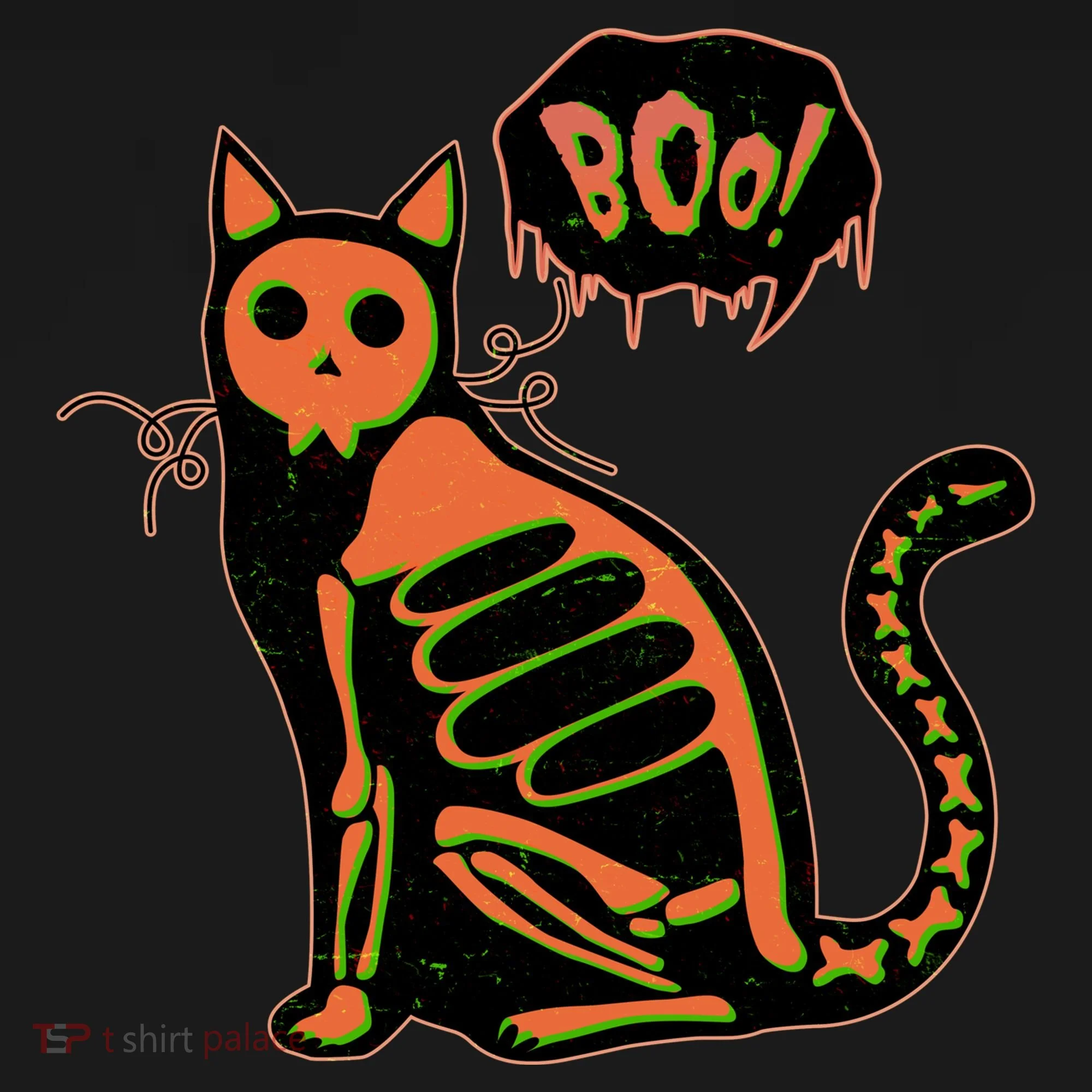 Funny Halloween Skeleton Cat Kids Long Sleeve Shirt