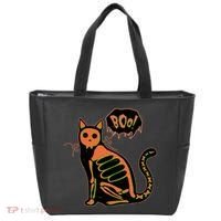 Funny Halloween Skeleton Cat Tote Bag thumb 0