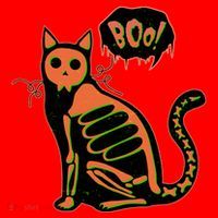 Funny Halloween Skeleton Cat Santa Hat thumb 1