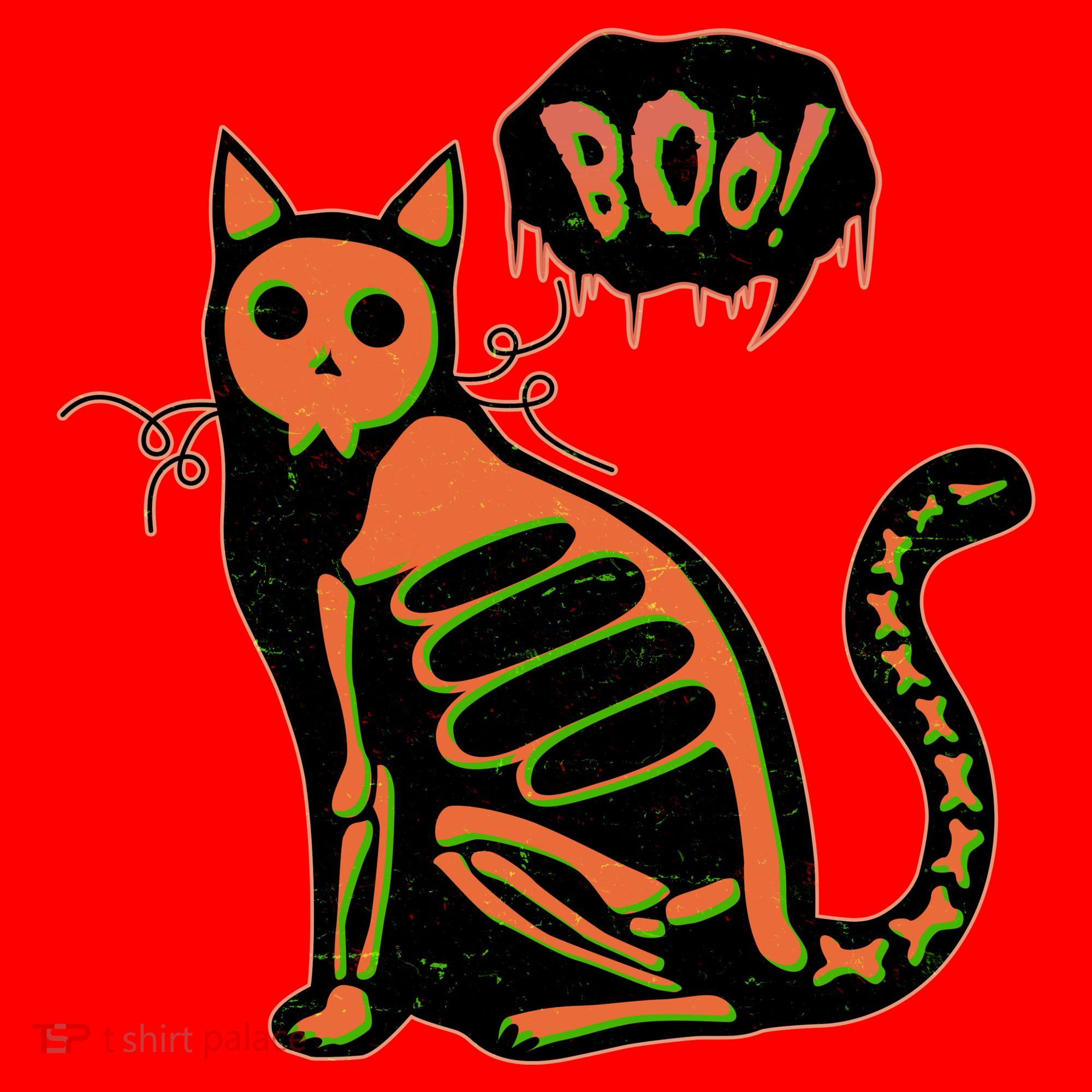 Funny Halloween Skeleton Cat Santa Hat