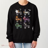 Funny Halloween Skeleton Zombie Riding Monster Truck Vampire Gift Women's Sweatshirt thumb 0