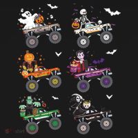 Funny Halloween Skeleton Zombie Riding Monster Truck Vampire Gift Doggie Tank thumb 4