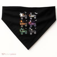Funny Halloween Skeleton Zombie Riding Monster Truck Vampire Gift USA-Made Doggie Bandana thumb 0