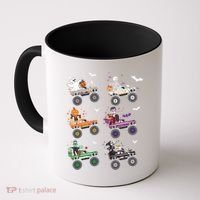 Funny Halloween Skeleton Zombie Riding Monster Truck Vampire Gift Coffee Mug thumb 0