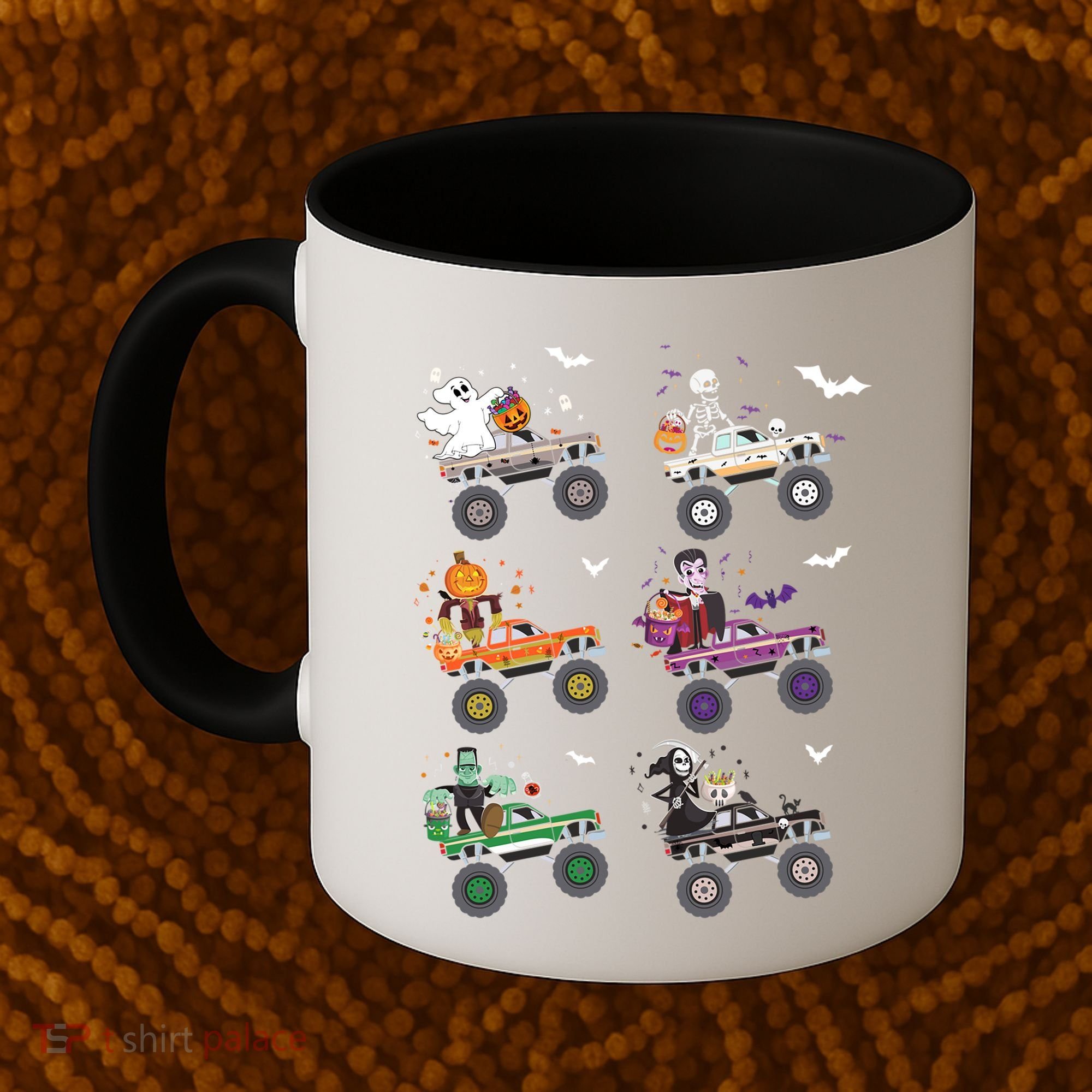 Funny Halloween Skeleton Zombie Riding Monster Truck Vampire Gift Coffee Mug
