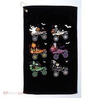 Funny Halloween Skeleton Zombie Riding Monster Truck Vampire Gift Golf Towel thumb 0