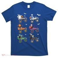 Funny Halloween Skeleton Zombie Riding Monster Truck Vampire Gift T-Shirt thumb 0