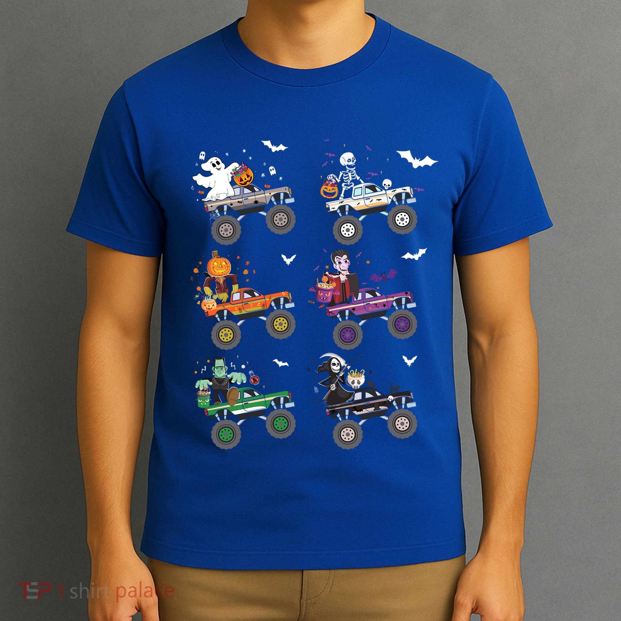 Funny Halloween Skeleton Zombie Riding Monster Truck Vampire Gift T-Shirt