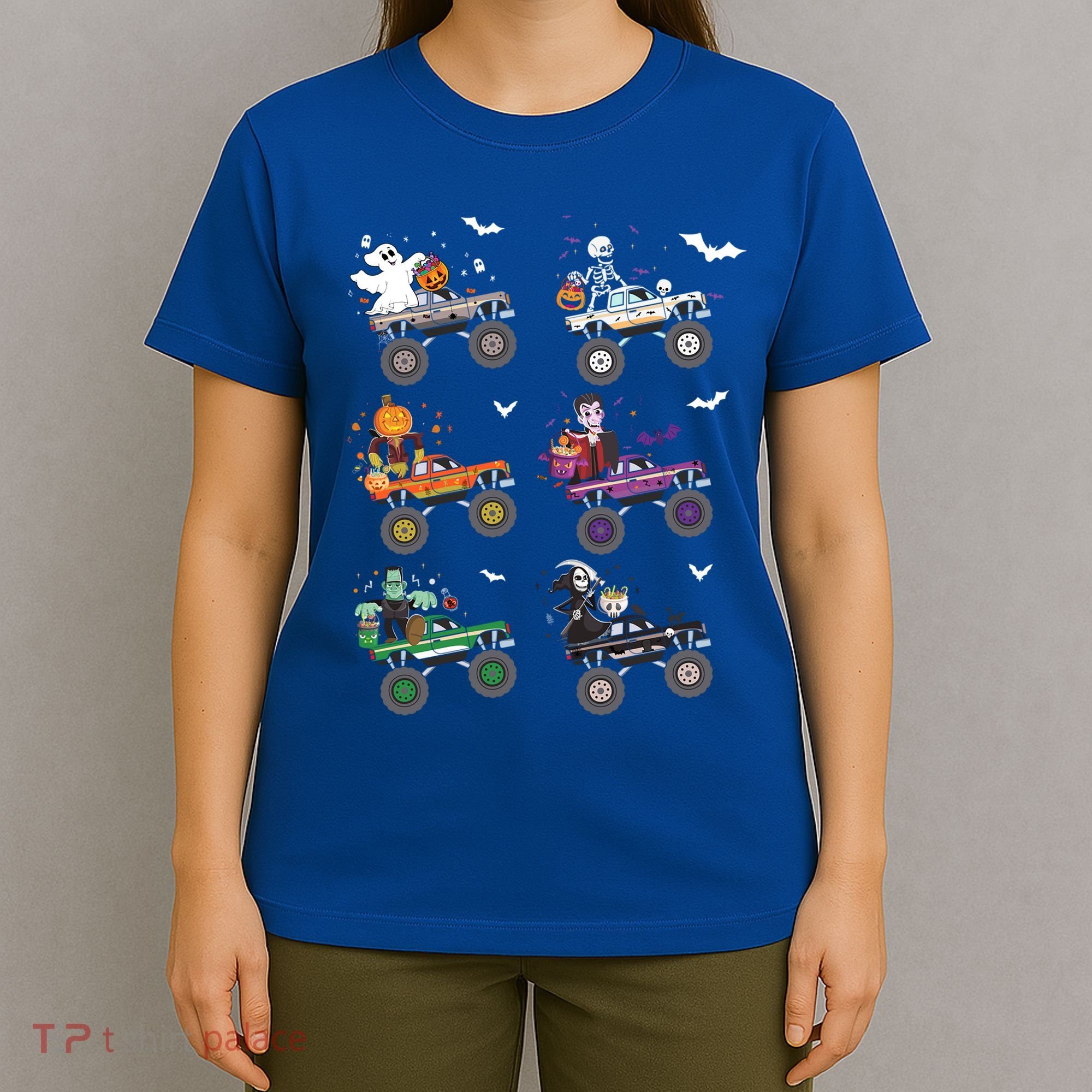 Funny Halloween Skeleton Zombie Riding Monster Truck Vampire Gift T-Shirt