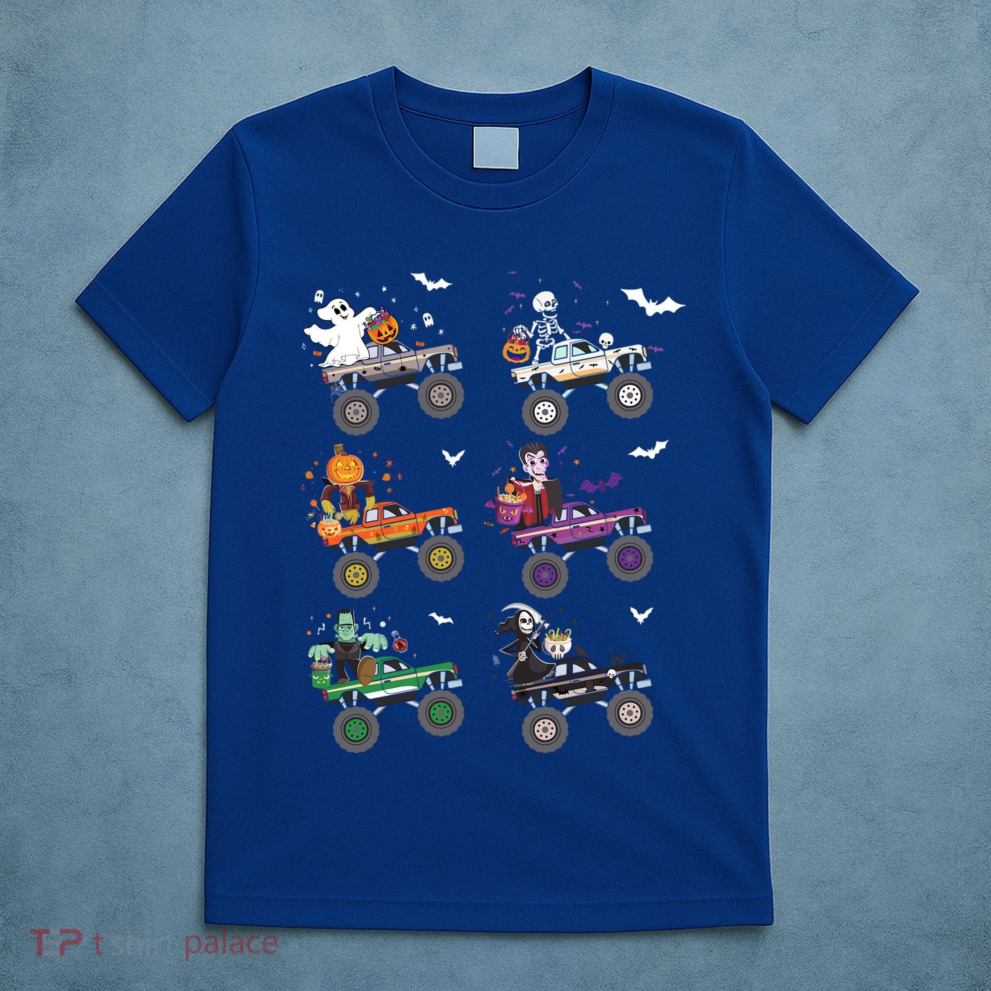 Funny Halloween Skeleton Zombie Riding Monster Truck Vampire Gift T-Shirt