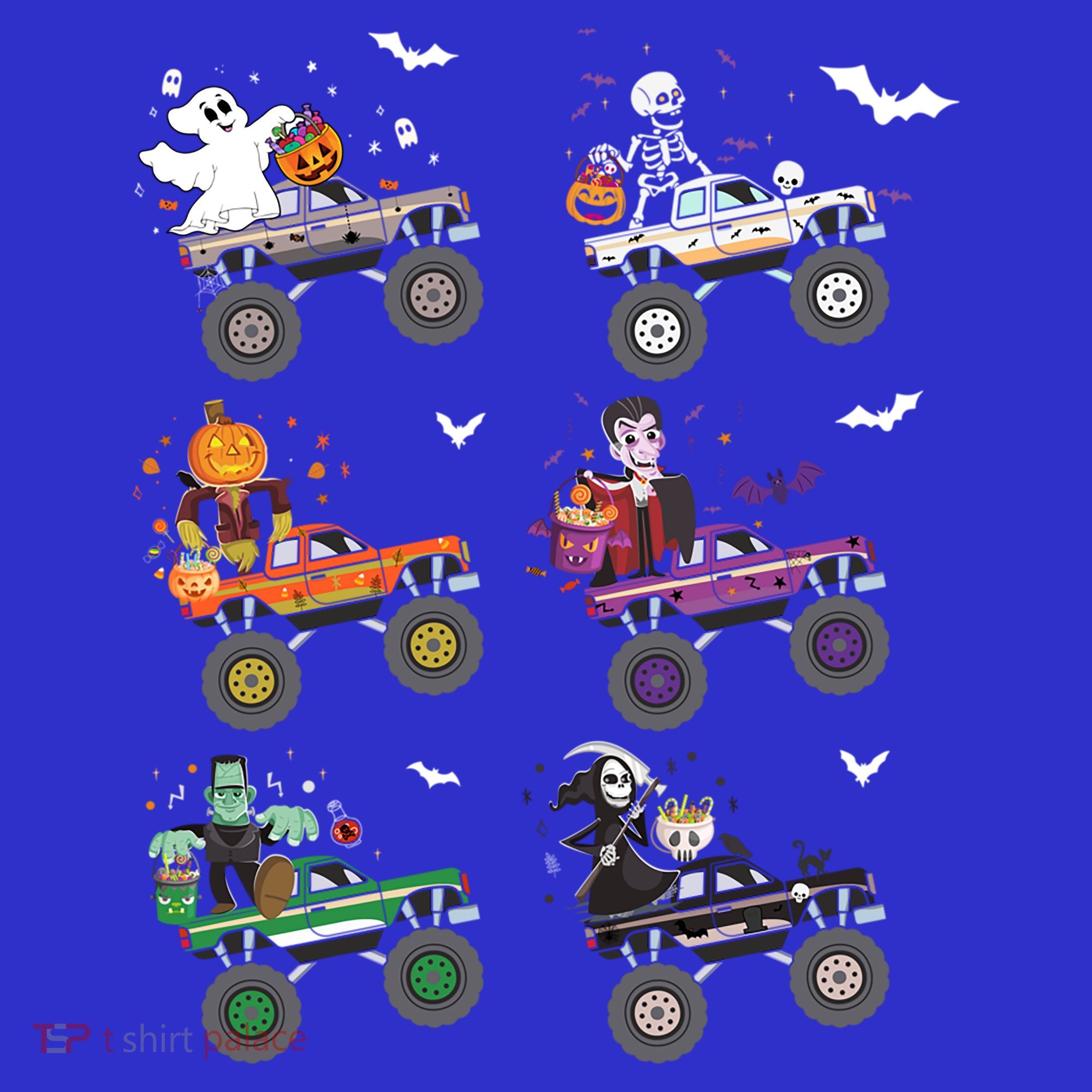 Funny Halloween Skeleton Zombie Riding Monster Truck Vampire Gift Button