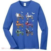 Funny Halloween Skeleton Zombie Riding Monster Truck Vampire Gift Women's Long Sleeve Shirt thumb 0